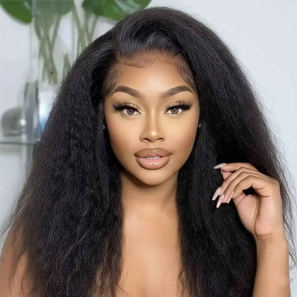 Bling Hair 13x6 Kinky Straight Lace Front Wigs Human Hair Pre Plucked 13x6 HD Transparent Frontal Wigs Real Human Hair Wig for Women backtoschool
