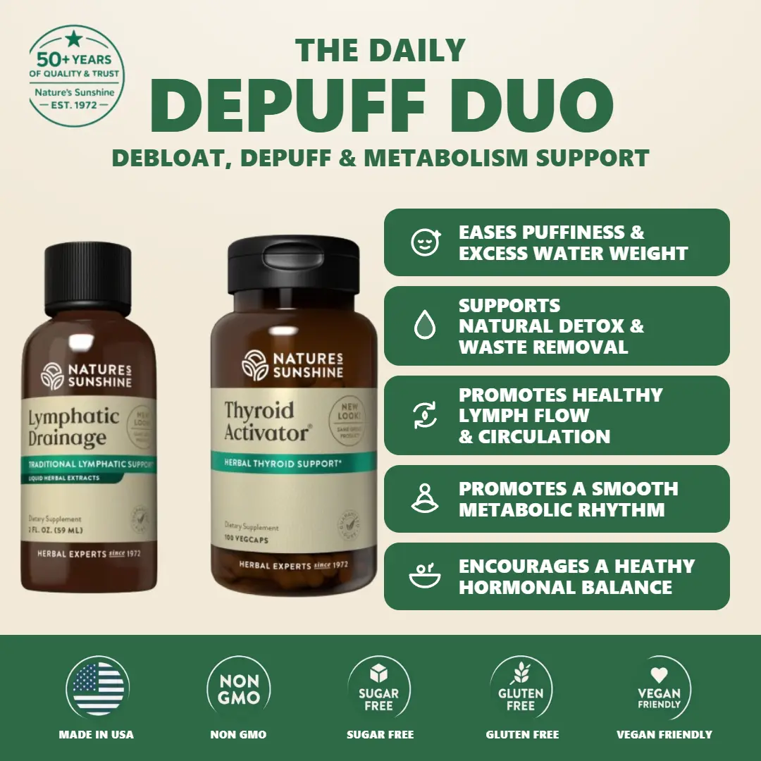 Daily Depuff Duo: Lymphatic Drainage, Thyroid Activator Daily Depuff Duo: Lymphatic Drainage, Thyroid Activator