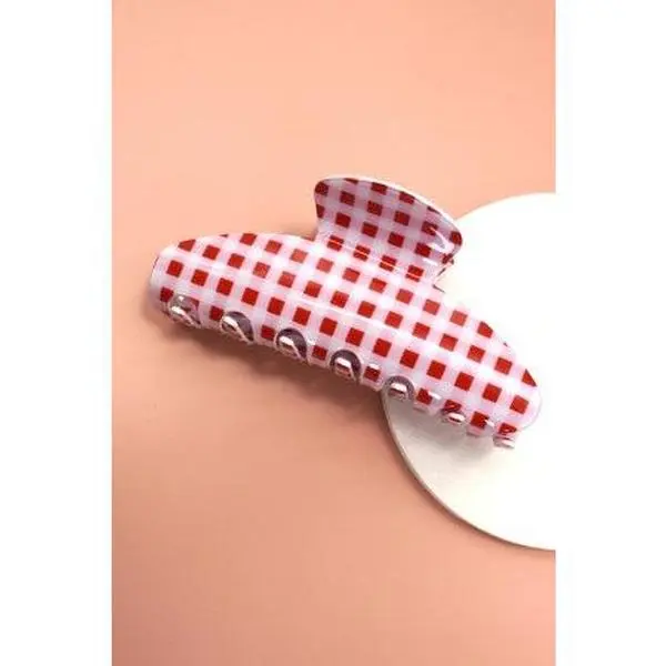 Pixie Claw Clip Red Plaid