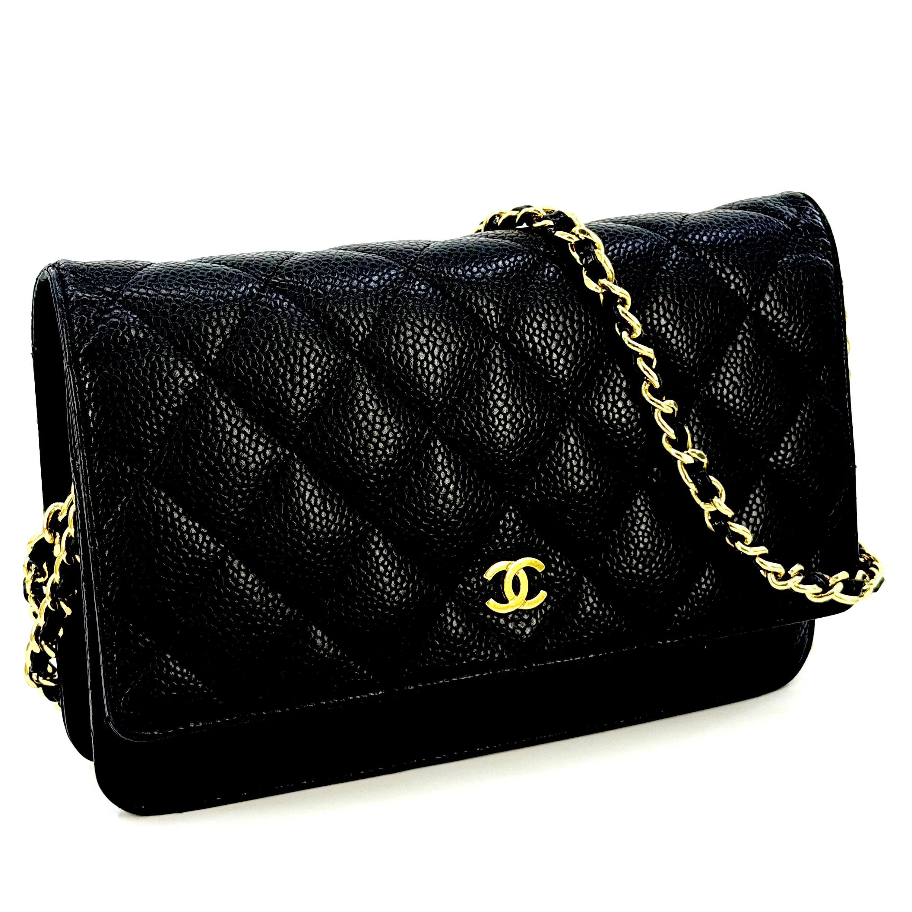 Pre-owned CHANEL Leather Crossbody bags Black Quilted Caviar CC WOC Clutch Bag JV00307 NO1