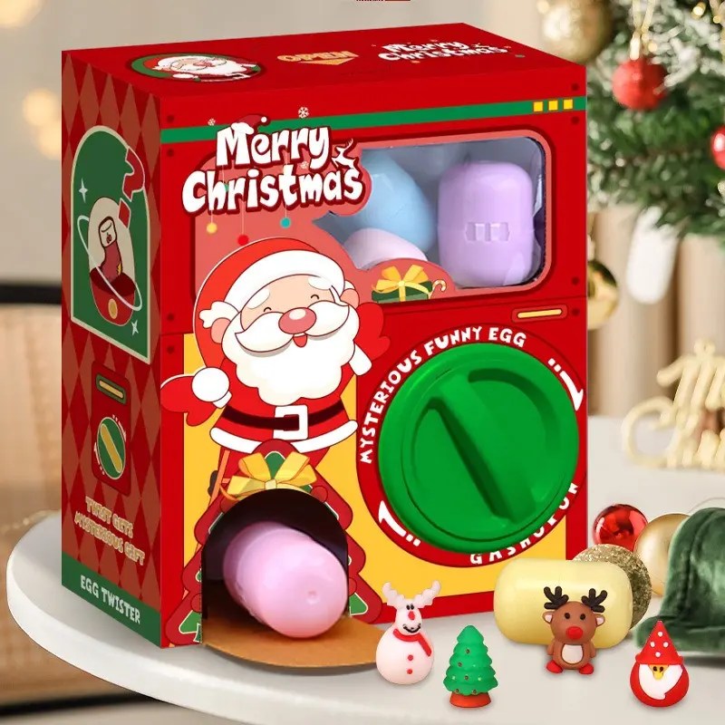 Novelty Holiday Toy Assortment - Christmas Santa Claus Gumball Machine, Claw Machine Toys, New Year Color Box Blind Boxes, Children's Day Random Character Figures, Holiday Gift Ready