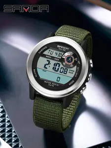 Men's Sporty Dual Alarm Waterproof Luminous Calories Tracker Mileage Display Electronic Clasp Closure Casual Style