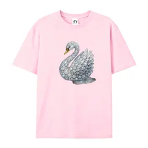 Stylish Short-Sleeve Top with Diamond Swan Motif