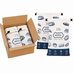 HS Reusable Beeswax-Lined Bread Bags 16.9"x12.6" Pack of 2 | Cotton Bread Storage Bags Freshness Keeper for Homemade & Bakery Essentials | Eco-Friendly Use Blue