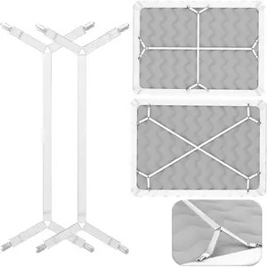 Bed Sheet Holder Straps Criss-Cross - Sheets Stays Suspenders Keeping Fitted Or Flat Bedsheet in Place for Twin Queen King Mattress Elastic Clips Grippers Fasteners Garters Bands