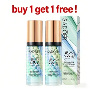 [buy 1 get 1 free!!!] Three-Color Isolation Sunscreen Cream, Breathable & Lightweight, Invisible Wear, Perfect for Travel & Business Trips, Unisex for All Genders, Ideal Holiday Gift for Mom, Friends & Loved Ones