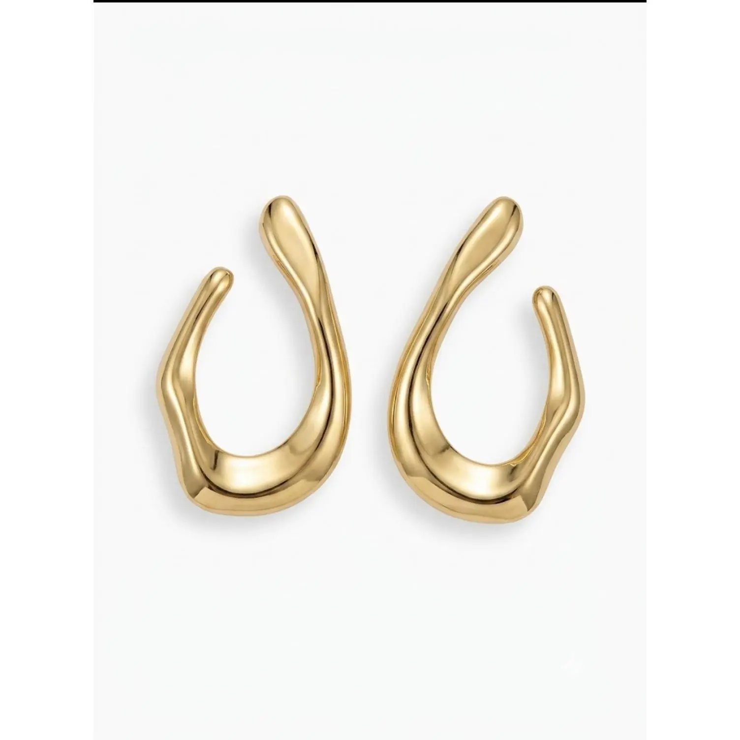 Elegant Gold Tone Abstract Design Earrings for Women - Modern Minimalist Style
