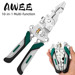 10 in 1 Foldable Wire Stripper Crimper, Multifunctional Electrical Cable Stripping Cutting Plier Tool, All-in-One Wire Twister Splitter, Perfect Gift for Dad