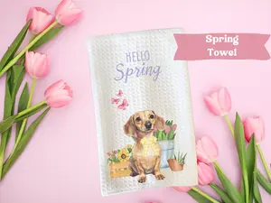 Spring Dog Kitchen Towel- Home Decor 16x 24