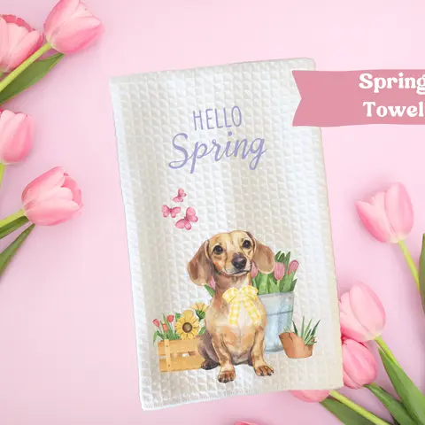 Spring Dog Kitchen Towel- Home Decor 16x 24