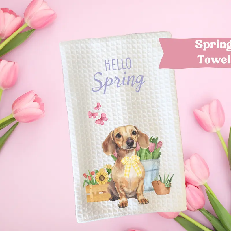 Spring Dog Kitchen Towel- Home Decor 16x 24