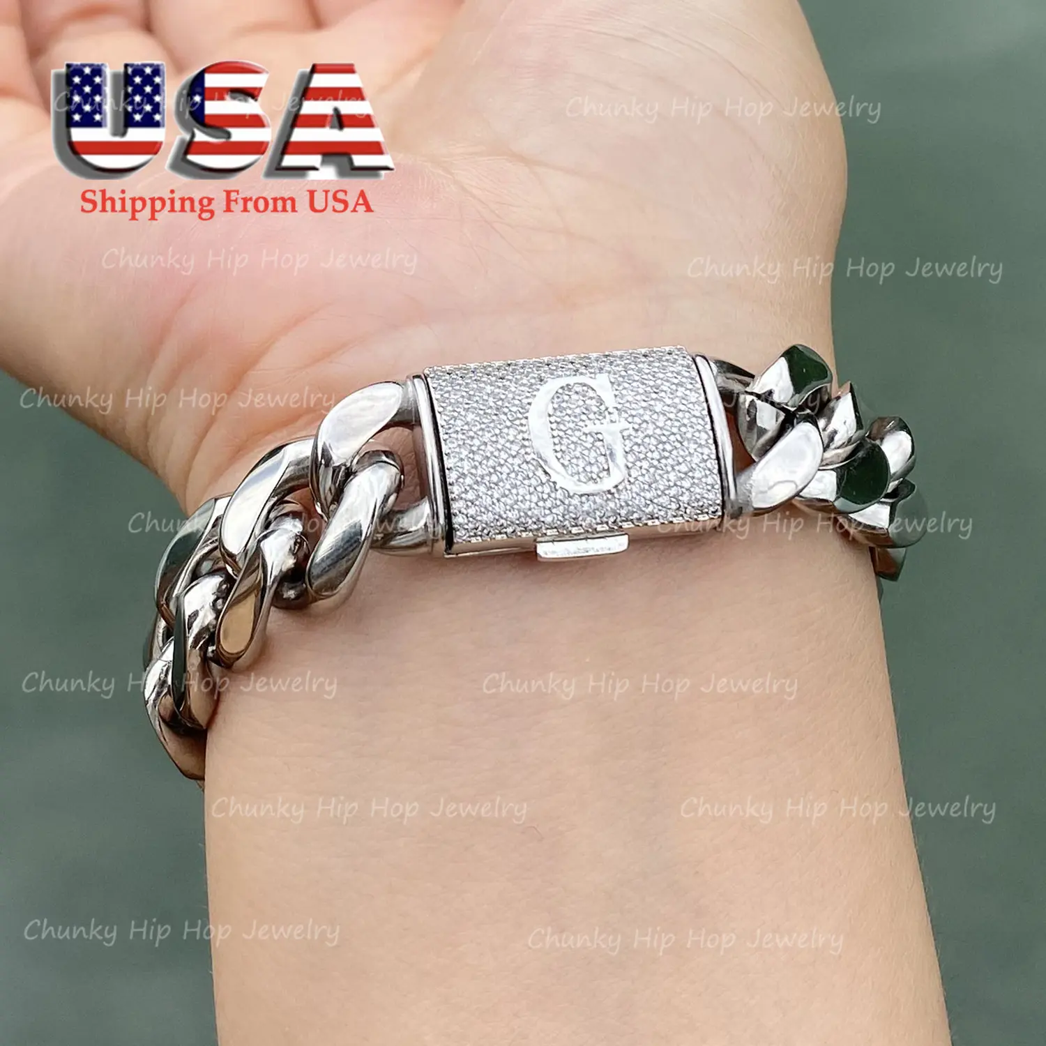 Men's 14mm Miami Cuban Link Bracelet in 316L Stainless Steel, Hip Hop Jewelry with Initial Clasp, Adjustable Size 7.5-8.5 Inch, Gift for Father's Day, Miami Cubans, 3D Miami Cuban Links, 7.5Inch For Bracelet