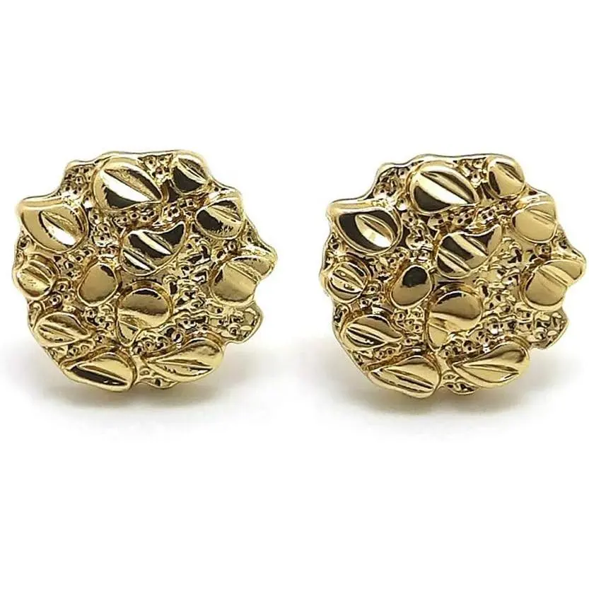 Women's Rough-Textured Nugget Stud Pierced Earrings - Female Gold-0.5 Synthetic Costume Jewelry, No Fancy Design, Modern Casual for Daily & Evening Wear