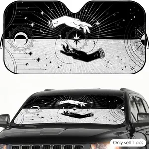 Classic Bohemian sun Sun Visor Reusable Aluminum Foil UV Protector Heat Five-Layer Insulation Windshield Sunshades Keeps Car Cool Protects Dashboard Foldable Fits Most Vehicles SUV Truck UV Protective Sunshade