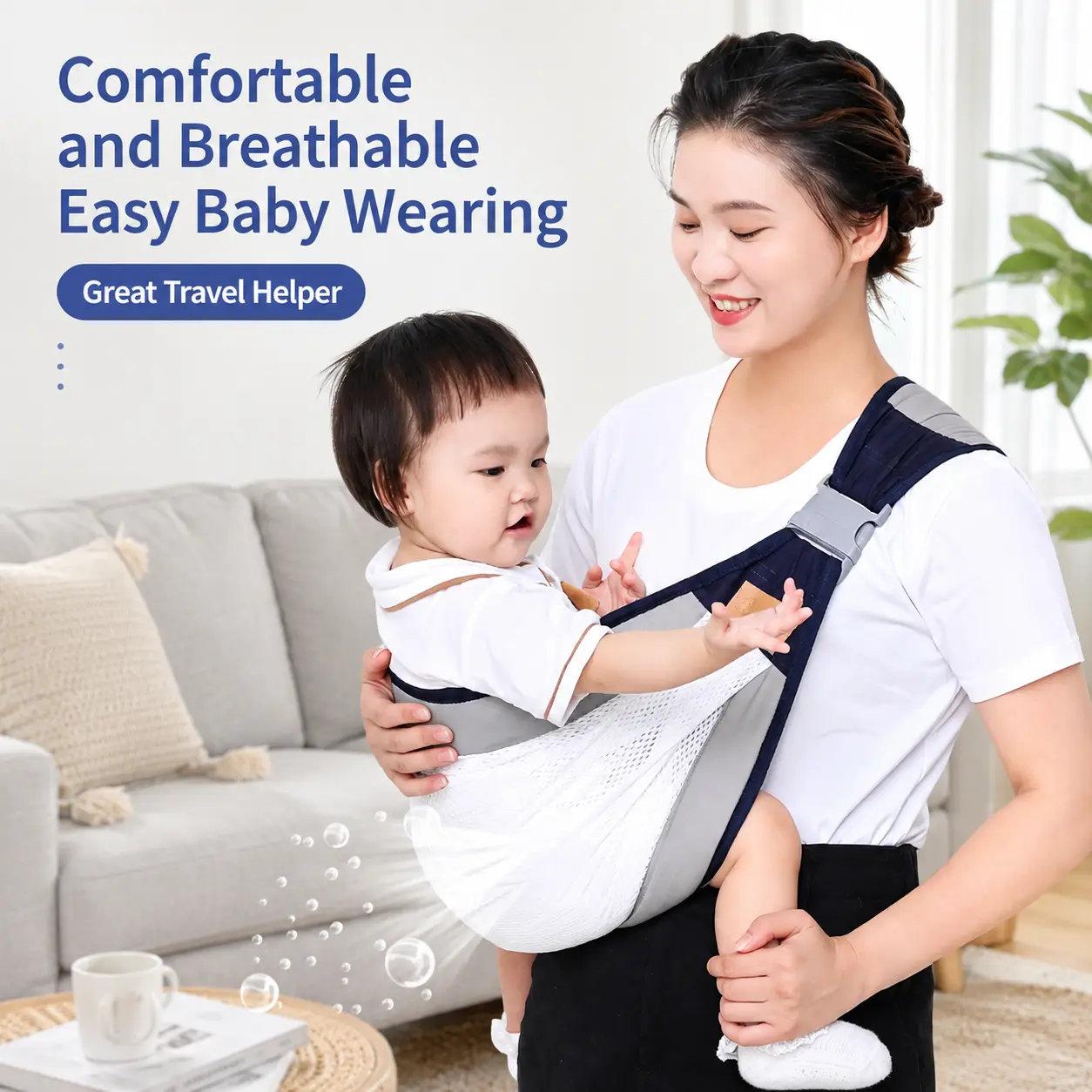Maternity Adjustable Single-Shoulder Portable Strap, Lightweight Breathable Mesh Hip Strap for Boys and Girls