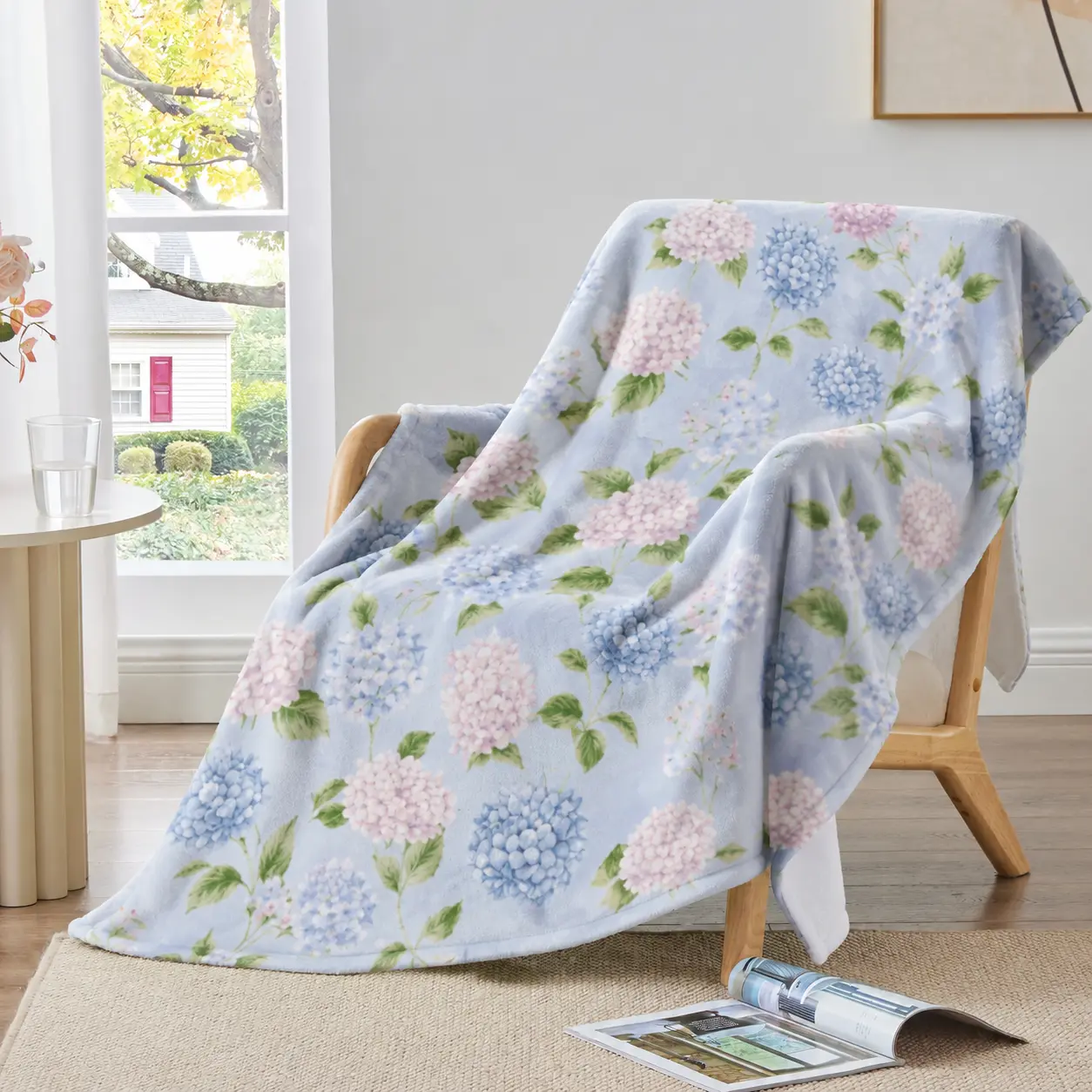 Americana Velvetsoft Single-Sided Floral Print Throw Blanket - Crochet, Fluffy, Sherpa-Infused, Cozy Lightweight Flannel for Sofa & Bed, All-Season Warm Plush US-Made Home Decor & Gifting Item, Crochet Blankets, Fluffy Blankets