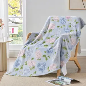 Americana Velvetsoft Single-Sided Floral Print Throw Blanket - Crochet, Fluffy, Sherpa-Infused, Cozy Lightweight Flannel for Sofa & Bed, All-Season Warm Plush US-Made Home Decor & Gifting Item, Crochet Blankets, Fluffy Blankets