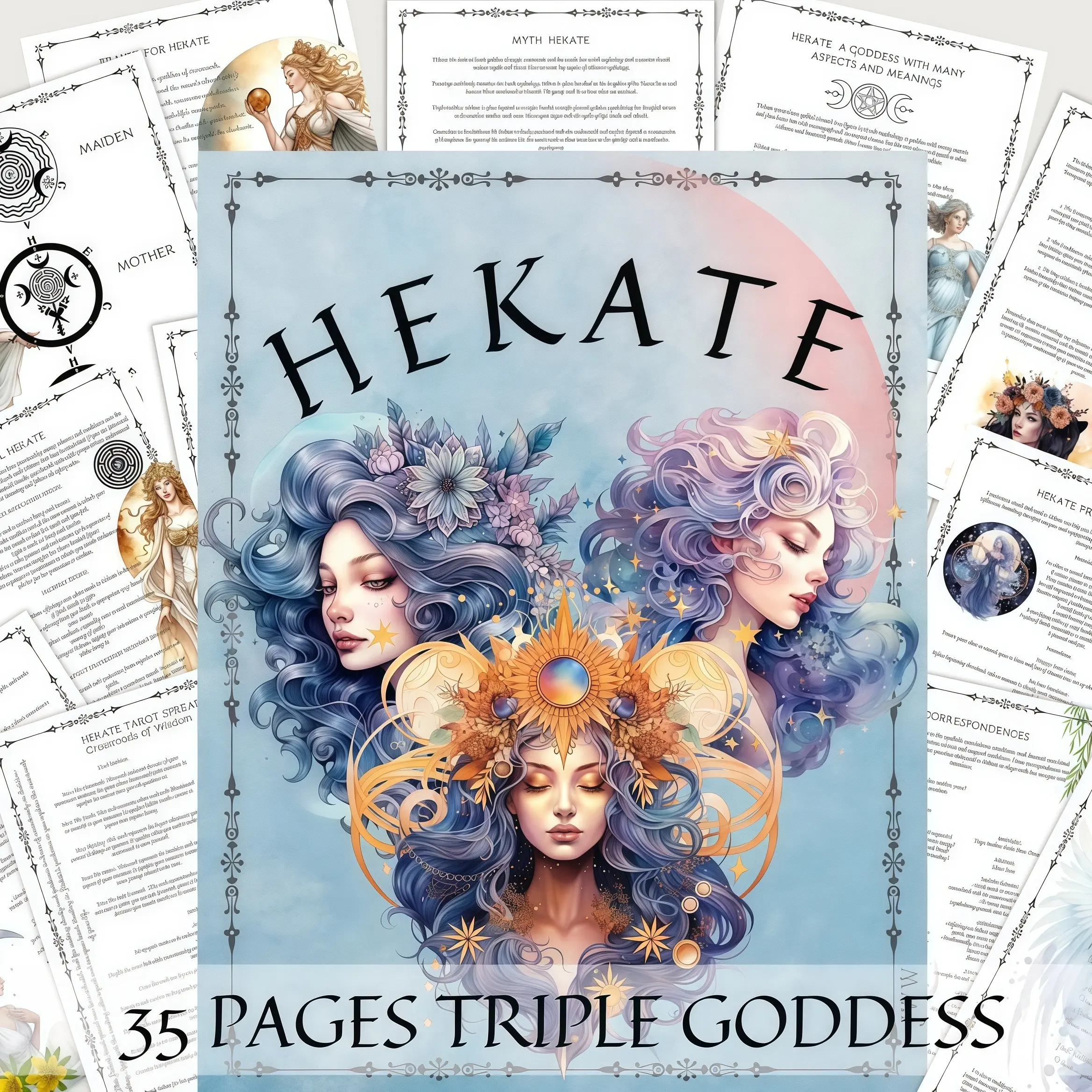 Hekate Triple Goddess Book, Hekate Page Witchcraft Magic Book, Illustrated Shadow Book, Esoteric Knowledge, Occult Rituals & Spells, Enigmatic Mystical, Arcane Shadow Arts, Witchcraft Resource, Lore