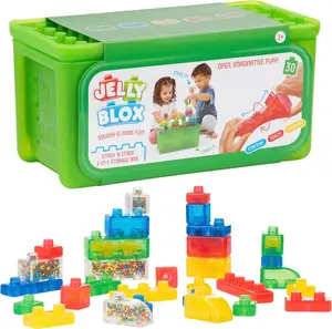 flash card Jelly Blox Stash 'N Stack 2-in-1 Storage Case with 30 Blocks | Toddler & Preschool Building Blocks Kids Can Squeeze & Stretch | MESH ACCREDITED | Safety Tested & Ouch-Free | Sensory Play Toy Ages 2+