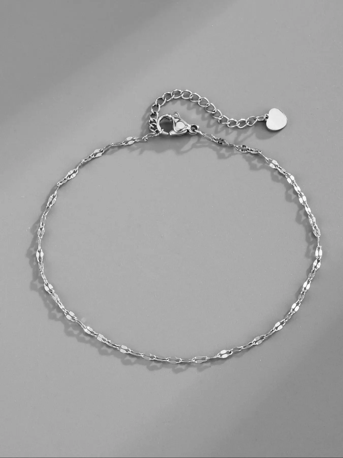 Women's Stainless Steel Beach Chain Anklet, Silver Color Jewelry, Simple Fashion Design, Lips Pattern, Casual Accessory for Women