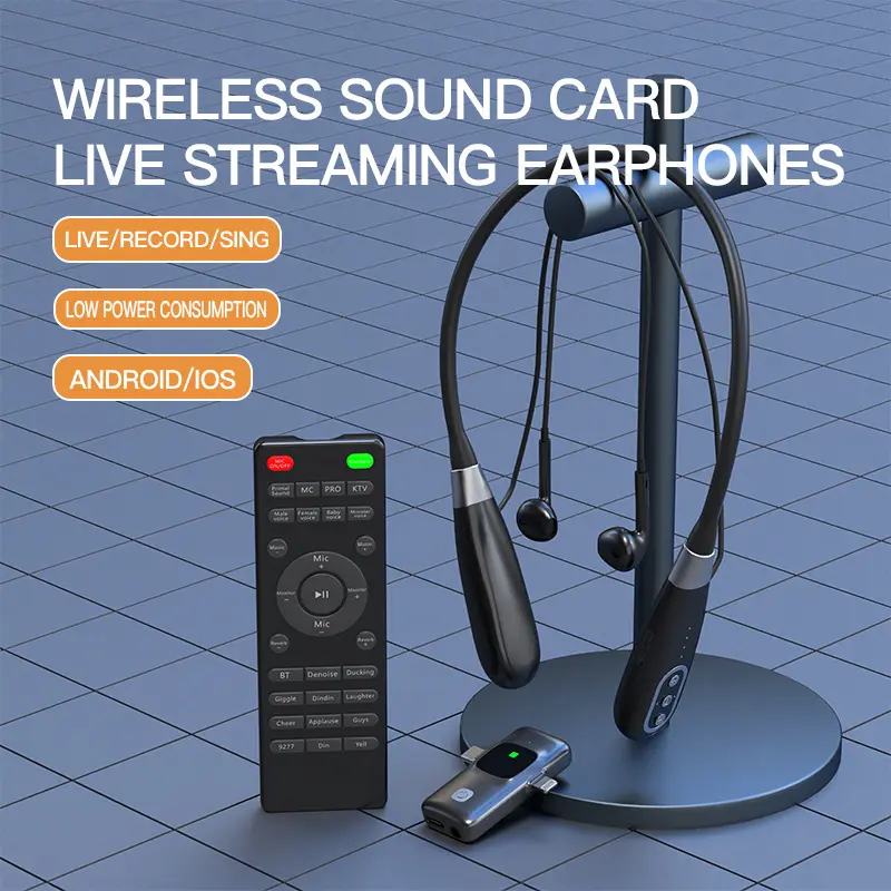 E8 Wireless Dual-Mode In-Ear Headphones with Built-In Digital Card, Microphone, and Remote Control for Live Streaming, Recording