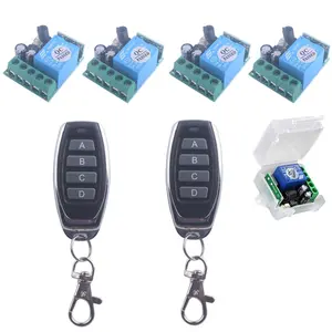 Mini Wireless Remote Switch 6V/12V/24V/10A Relay Remote Light Switch,328FT Long Range RF Wireless Control for Motor,Lamps,LED Lights,Fans, DIY Toys (DC 6V-24V/ 4*Receiver 2 Controller)