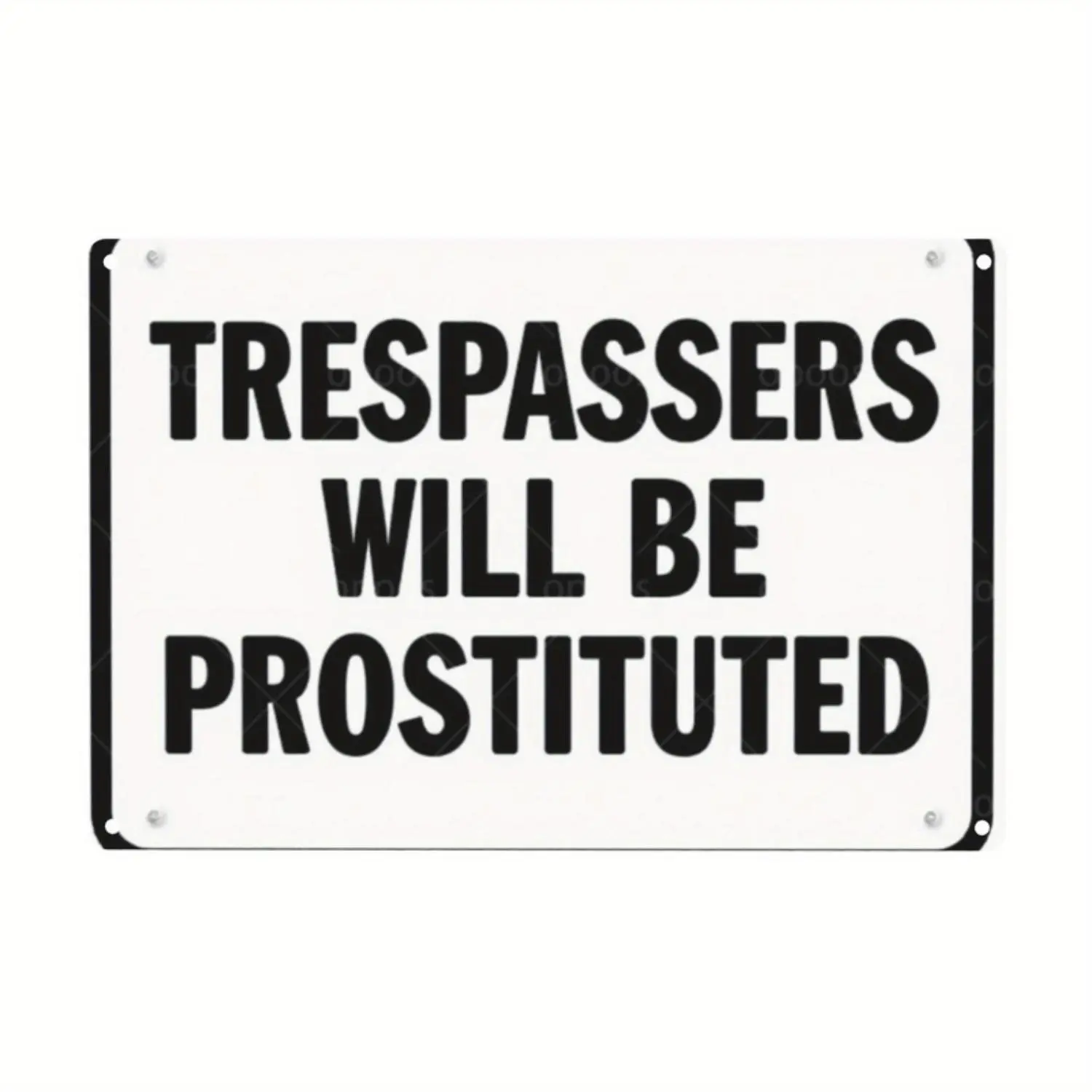 Vintage Humorous "Trespassers Will Be Prosecuted" Rigid PVC Metal Tin Sign - 8x12 in Wall Art, Durable Rustic Plaque for Man Cave, Farmhouse Home Decor, Indoor/Outdoor Use, Rustic Farmhouse Design