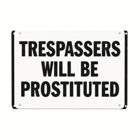 Rustic Farmhouse Design Funky Metal Tin Sign - Vintage Humorous "Trespassers Will Be Prosecuted" Rigid PVC Plaque, 8x12 in, Animal-Themed Decor for Home, Easy-Install Durable Indoor Wall Art for Friends