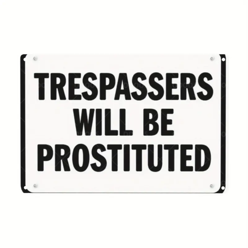 Rustic Farmhouse Design Funky Metal Tin Sign - Vintage Humorous "Trespassers Will Be Prosecuted" Rigid PVC Plaque, 8x12 in, Animal-Themed Decor for Home, Easy-Install Durable Indoor Wall Art for Friends
