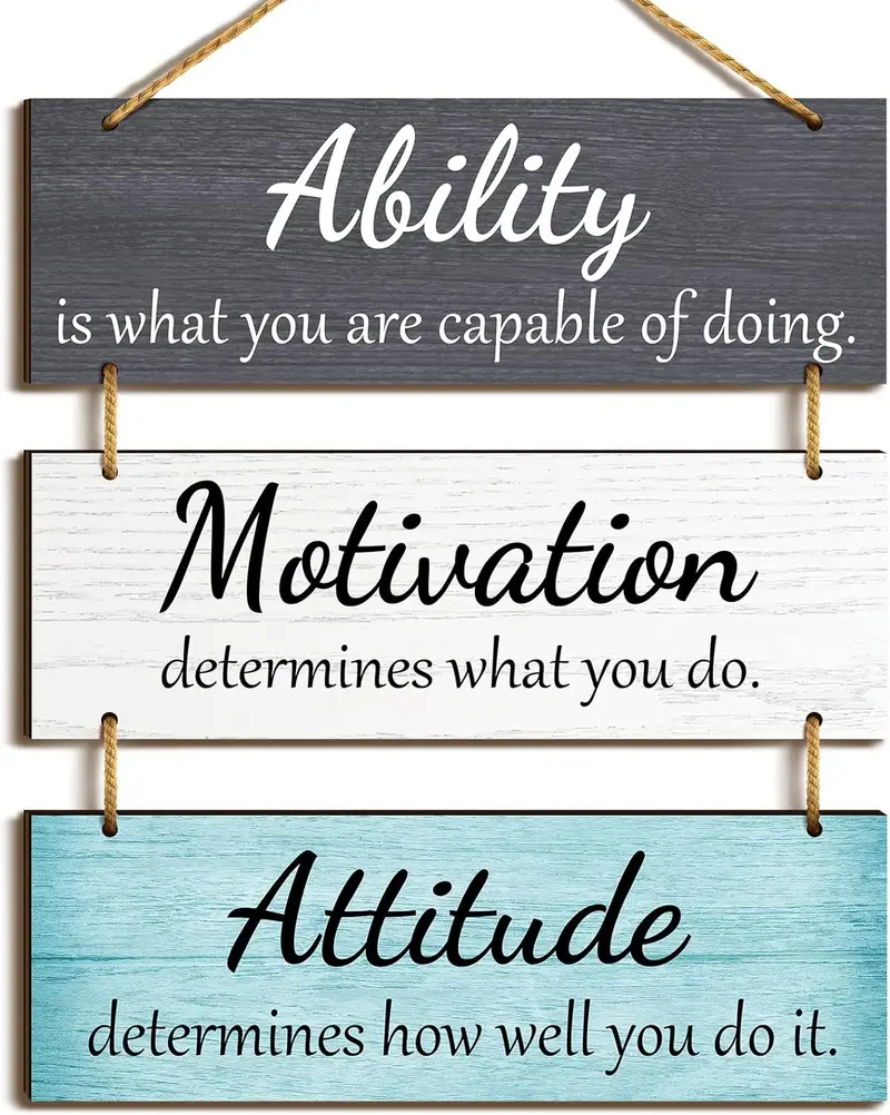 Jetec Office Wall Decor Inspirational Rustic Motivational Plaques with Sayings Wooden Hangings Ability Sign Bathroom for Home Office Art Decoration(Fresh Color)