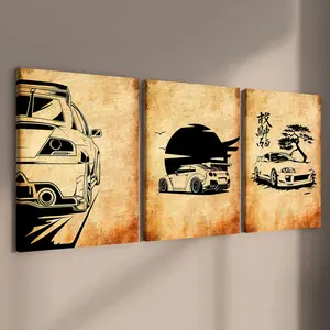3 Counts Wooden Framed Canvas, Japanese Sports Cars Skyline And Supra Poster, Exquisite Poster, Perfect Living Room Decoration, Modern Art, Fashion Family Poster, Wall Art Decoration, Odorless, Waterproof, Artwork