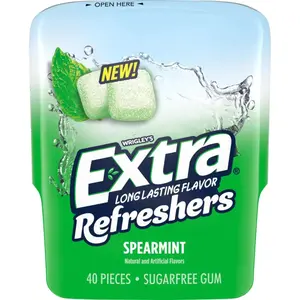 4x Wrigley's Extra Refreshers Spearmint Sugar Free Chewing Gum - Fresh Breath Mints Pocket Pack Snack Candy 40ct