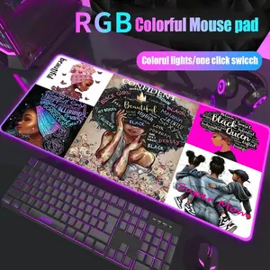 African Woman Mother Mouse Pad, Desk Accessories, Glowing RGB XXL Large Gaming 1000×500mm 900×400mm Mouse Pad - Extended, Thick, Non-Slip Rubber Base Desk Mat with Precision Stitched Edges - Washable Large Desk Pad