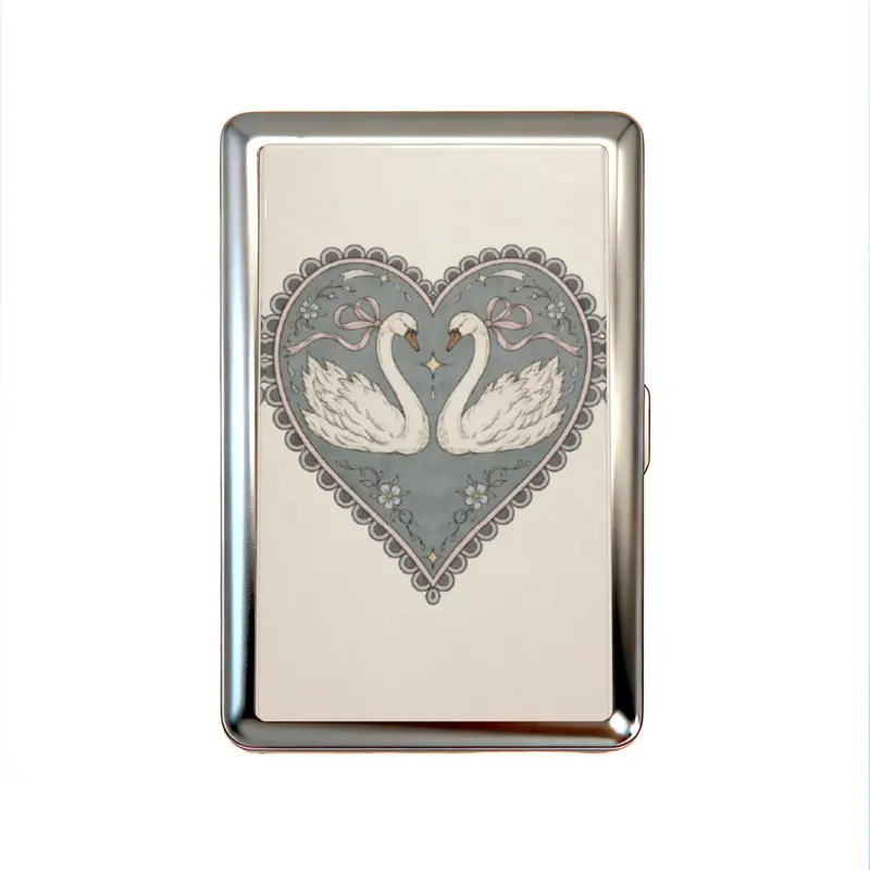 Vintage Trinket Case Metal Wallet Card Holder Tin Box – Business Card, ID Vanity Organizer