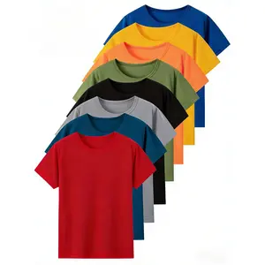 5/8-piece set of boys'  loose-fitting T-shirts, breathable mesh quick-dry sports shirts with side stripes in solid colors, washable multi-piece set suitable for outdoor , for ages 6-15 summer top kid wear casual slight stretch