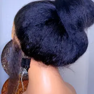 Invisible Strap 360 Lace Kinky Straight Wig Easy Wear Human Hair Glueless Wigs 14 16 18 Inch 13x6 Transparent Lace Frontal Wig For Women Brazilian Remy Hair