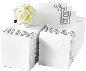 LITOPAK 100 Pack Paper Hand Towels for Bathroom, Guest Towels Disposable, and Paper Napkins Disposable for the Bathroom, Kitchen, Wedding, Party, and Dinner(Silver) Litopak