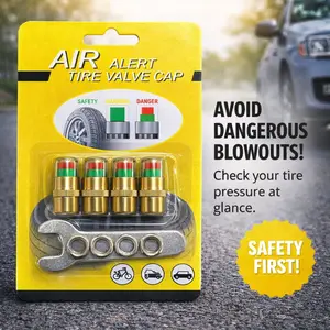 Car Tire Pressure Indicator Caps, Visual Tire Pressure Monitor Valve Caps, 4 Pack