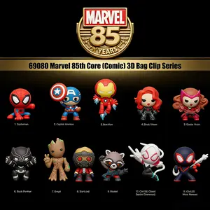 MARVEL Officially Licensed 3D Foam Bag Clip Captain America & Iron Man 85th Core Comic Collectible Rare Holiday Season Decor Gift Keychain for Bag 69080 Marvel 85th Core Comic 3D Bag Clip Series