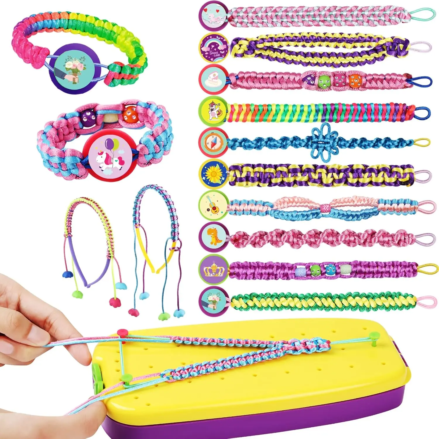 Friendship Bracelet Making Kit for Teen Girls DIY Bracelet Maker Kit Gift, Arts and Crafts Kids Toys Age 6 7 8 9 10-12 Year Old, Jewelry Making Craft Kits with Beads & Loom String, Birthday Present Activities for Teenagers Girls Travel Toy