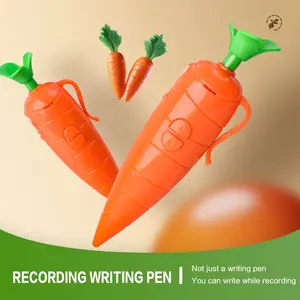 Cute 2-in-1 Novelty Sound Recorder Pen| Carrot/Eggplant/Corn/Cactus Design, 60S Voice Recording & Graffiti Writing Ballpoint Pen