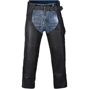 Leather Chaps for Men and Women, Black  Chaps for Road Rash Protection and -Weather Comfort