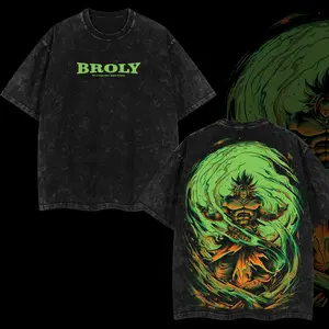 [NeoTokyoStatic] Super Broly DBZ Anime Retro Unisex Acid Washed T-Shirt, DBZ Super 2026 100% Heavy Cotton Oversized Unisex Anime Merch, Soft Cotton Streetwear Clothes, Unisex Manga Apparel, Gift for Anime Fans,