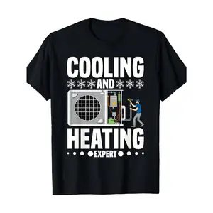 1pc Cooling & Heating Expert Graphic T-Shirt - Funny HVAC Technician Design - Heavyweight 1.9-2.0lbsm - Stretch Comfort Fit Crew Neck Tee for Heating/Cooling Professionals - Unisex Adult Sizes S-XXXL - Cooli Crewneck Tshirt