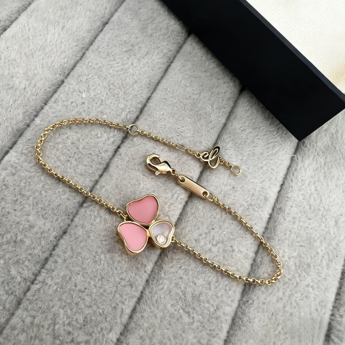 High Quality Dainty Gold Clover Pendant Bracelet Everyday Wear Enamel Chain for Women