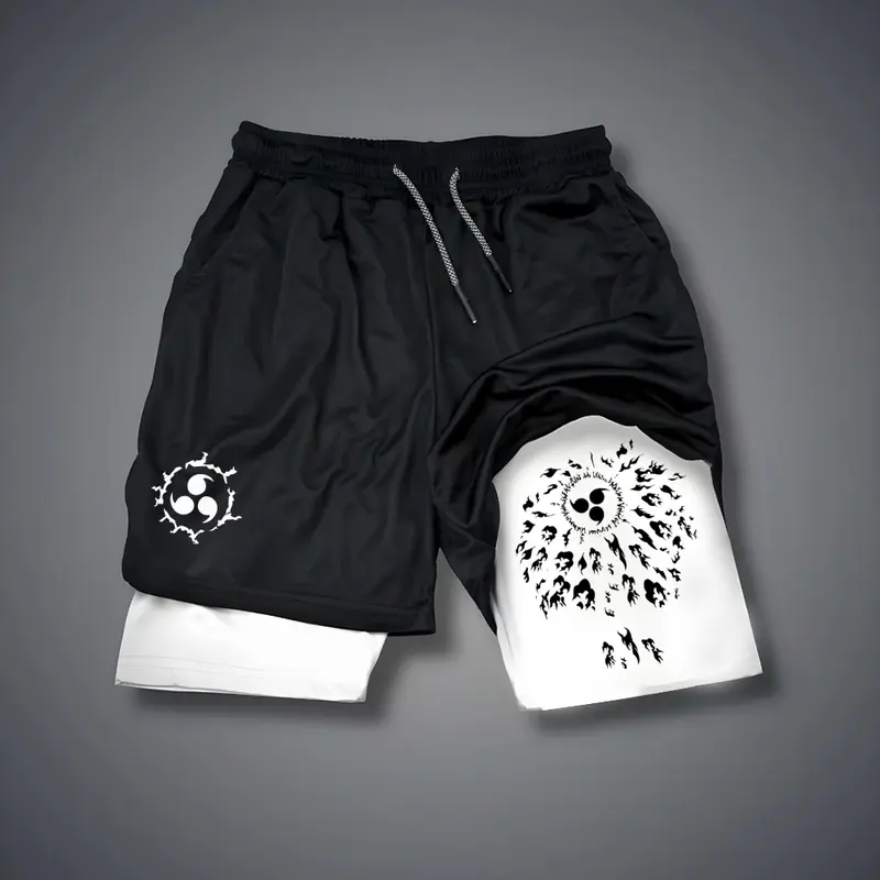 Naruto 80s 90s summer men shorts for men jorts outfit men graphic shorts Double-layer sports shorts Comfortable short shorts summer