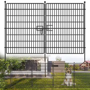 Decorative Garden Fence,15 Panels No Dig Decorative Fence with Gate for Outdoor,Yard, Patio,32 in(H) X 29 ft(L) Animal Barrier Rustproof Metal Wire Panel,Temporary Dog Fence- Horizontal