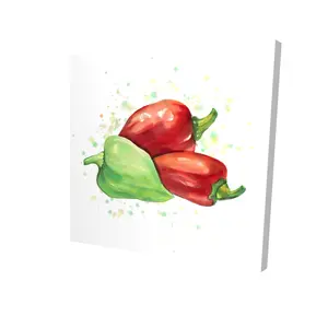 212 MAIN Bell Peppers Canvas Wall Art, 24x24 in. Nature Photo Print - Vibrant Red, Burst Artistic Kitchen Home Decor, Decoration, Room