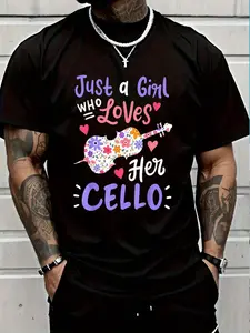 100% Cotton Cello Cellist Just A Who Loves Her Cello Gift T-Shirt Women's Men's Graphic Tee Crew Neck summer vacation Tops