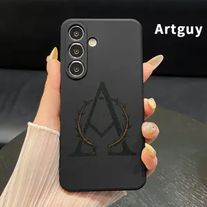 Straight Edge Phone Case Compatible with Samsung Galaxy S23 Ultra S24 Plus S25 S22+ Assassin's Creed Symbol Pattern Anti-Scratch Shockproof Soft Silicone Protective Cover